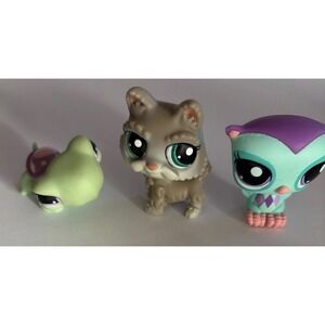 Littlest Pet Shop Set Of 3 - Turtle, Dog, Owl